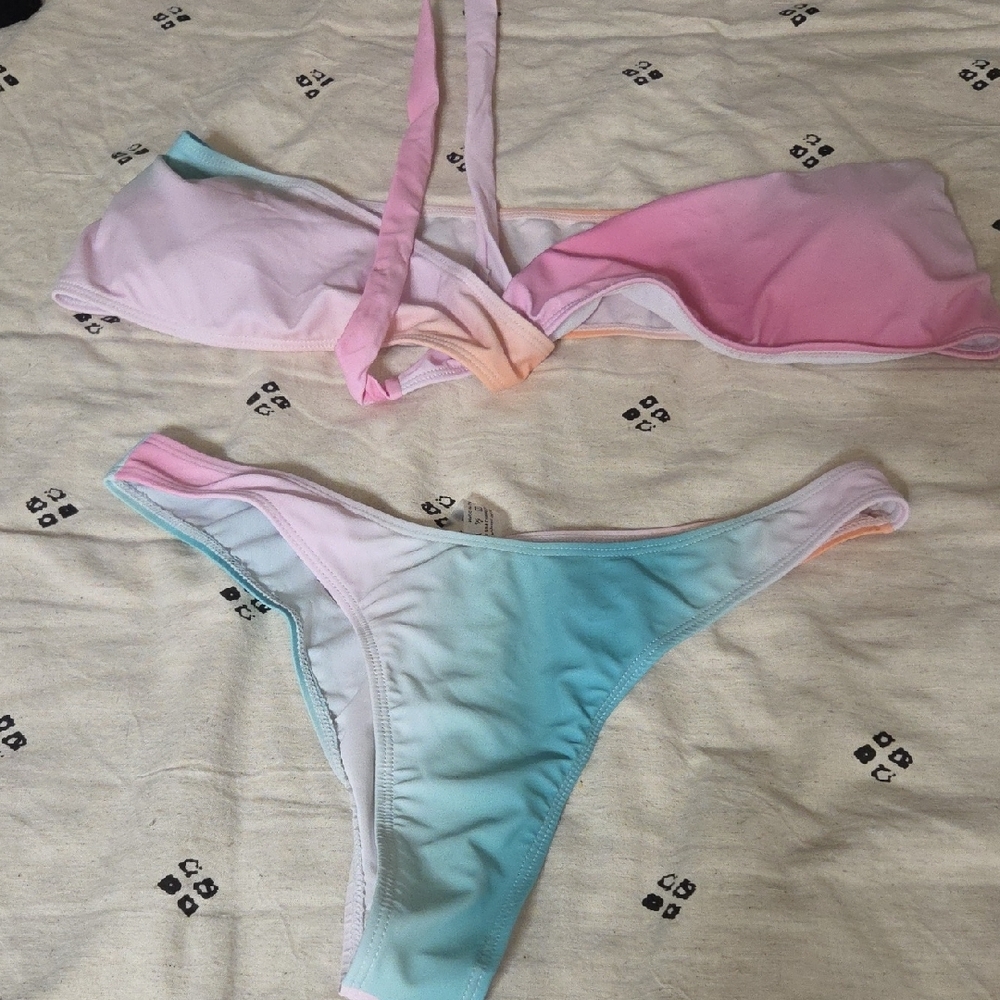 Pastel Pink and Blue Bikini Set